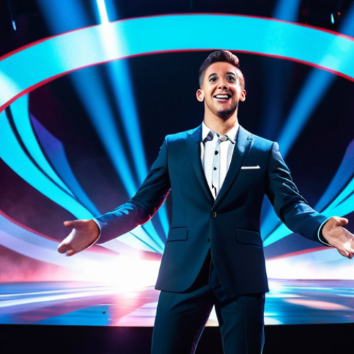 A Modern Illusionist**

"A young, professional illusionist, fully clothed in a stylish, modern suit, performing on a brightly lit stage. The stage is adorned with holographic projections and subtle lighting effects. The audience is blurred in the background, showing wonder and excitement. Safe for work, appropriate content, professional setting, perfect anatomy, natural proportions, family-friendly."

**
