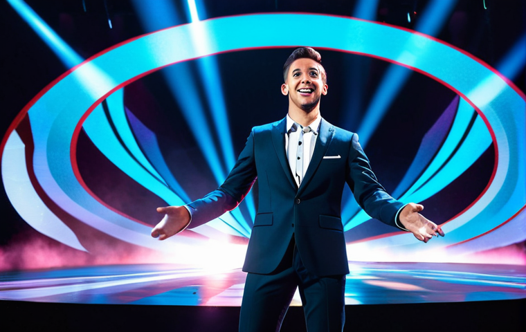 A Modern Illusionist**
"A young, professional illusionist, fully clothed in a stylish, modern suit, performing on a brightly lit stage. The stage is adorned with holographic projections and subtle lighting effects. The audience is blurred in the background, showing wonder and excitement. Safe for work, appropriate content, professional setting, perfect anatomy, natural proportions, family-friendly."
**